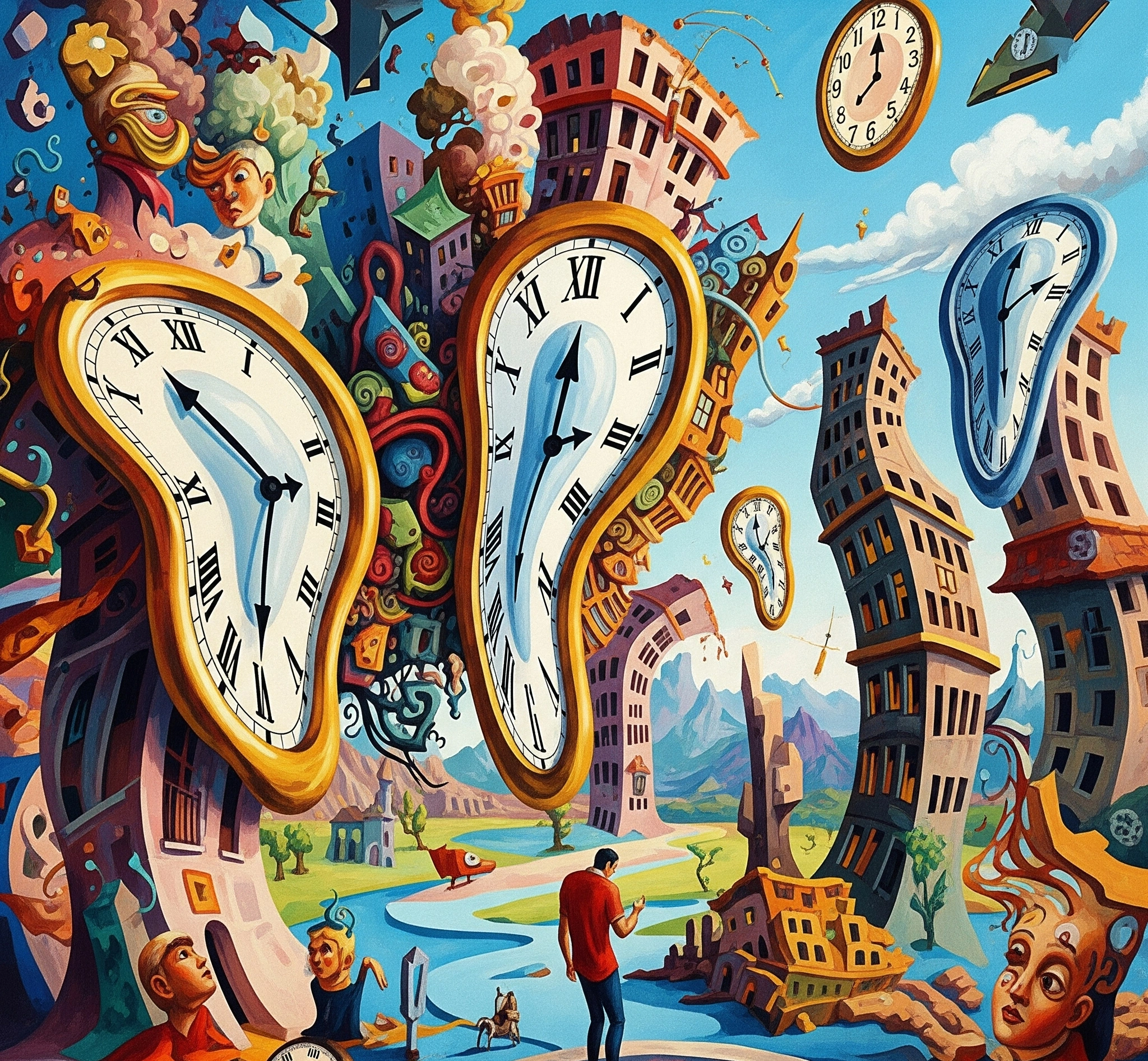Distorsi Waktu dan Realitas, melambangkan konsep mind-bending