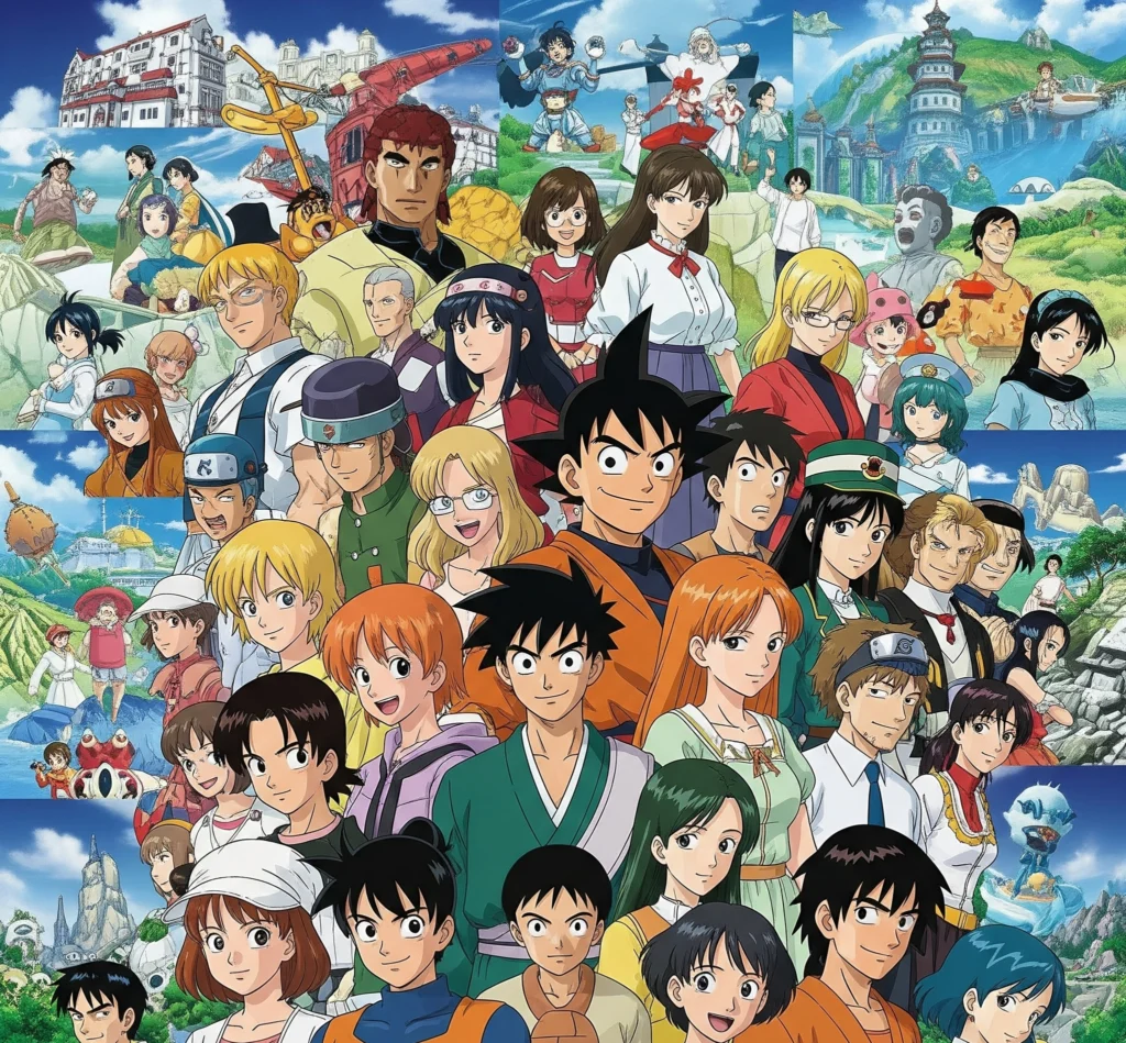 Karakter anime ikonik dari berbagai film, melambangkan keragaman dan aksesibilitas