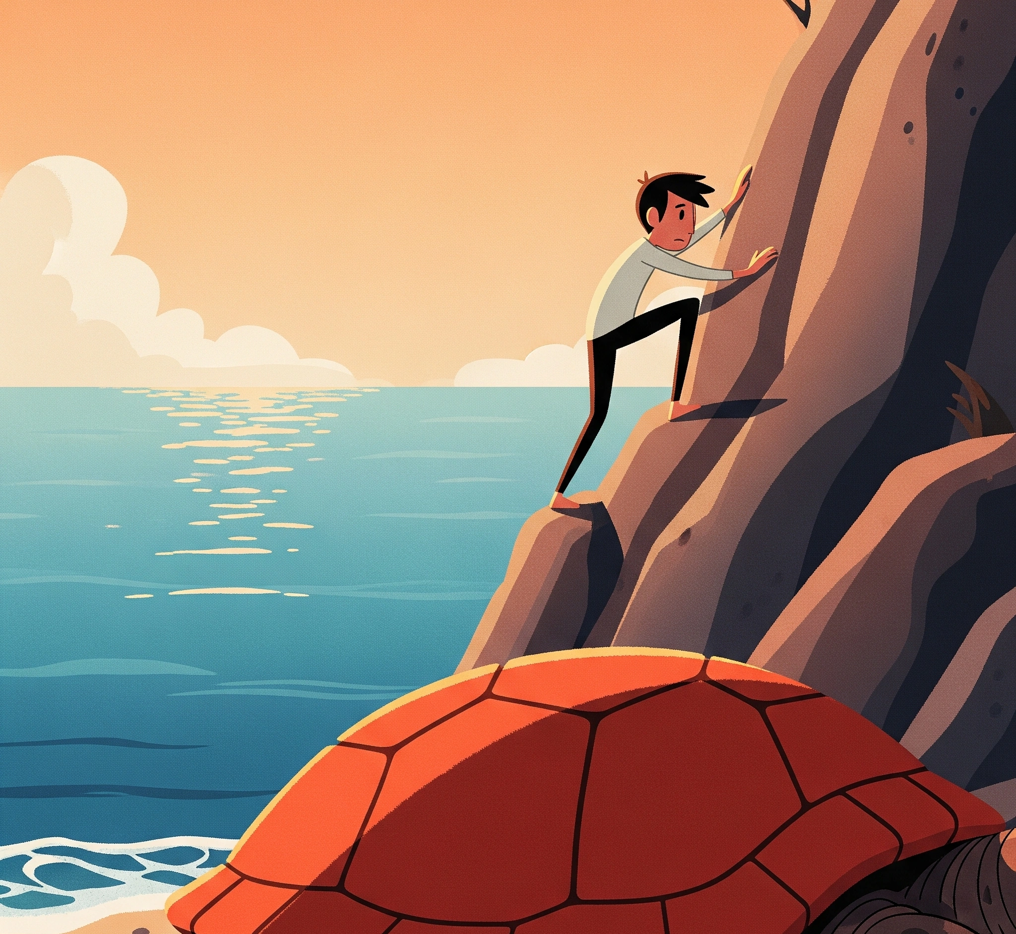 Adegan dari The Red Turtle, melambangkan narasi visual