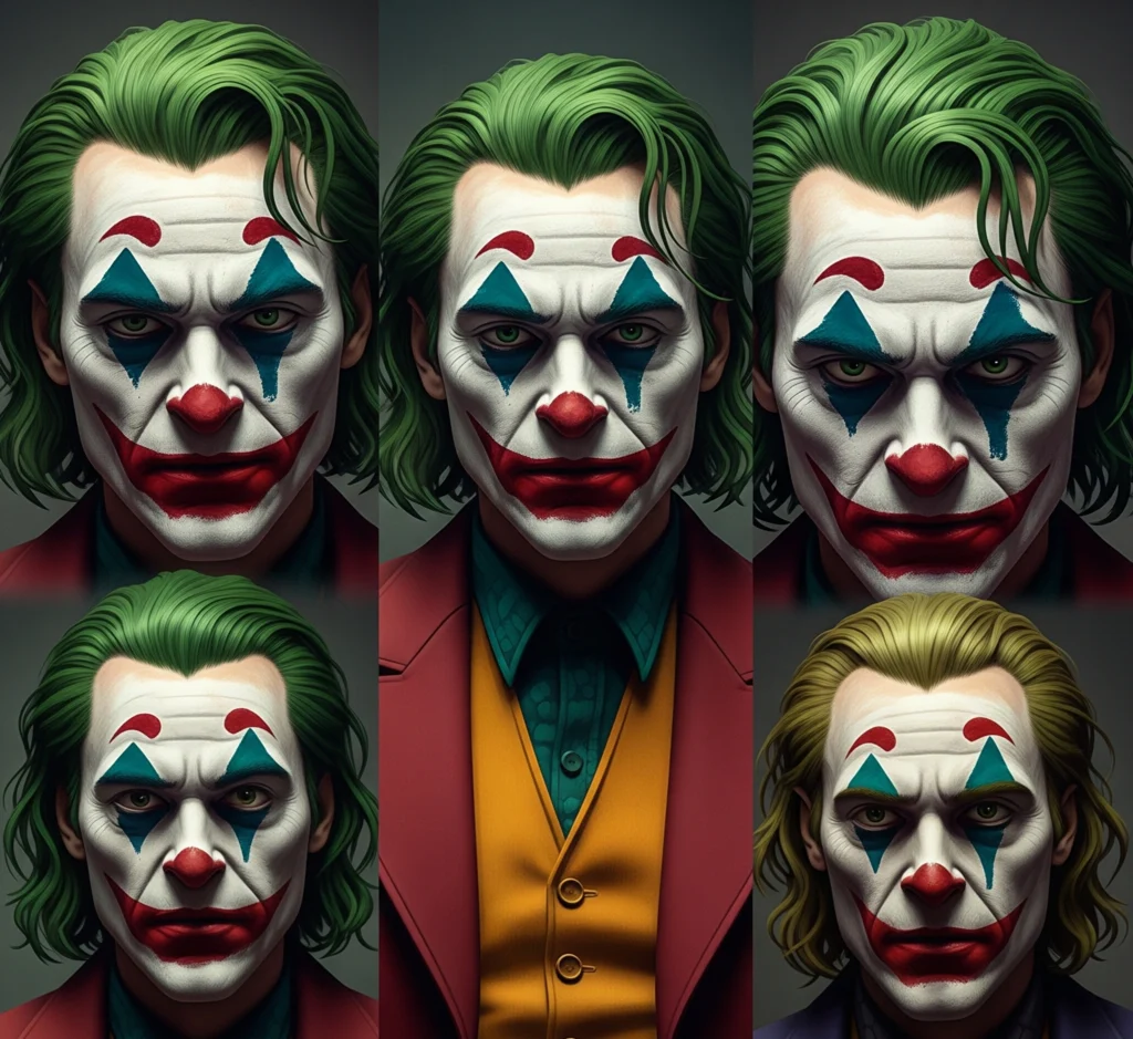 Wajah Joker yang Berbeda, melambangkan interpretasi yang beragam